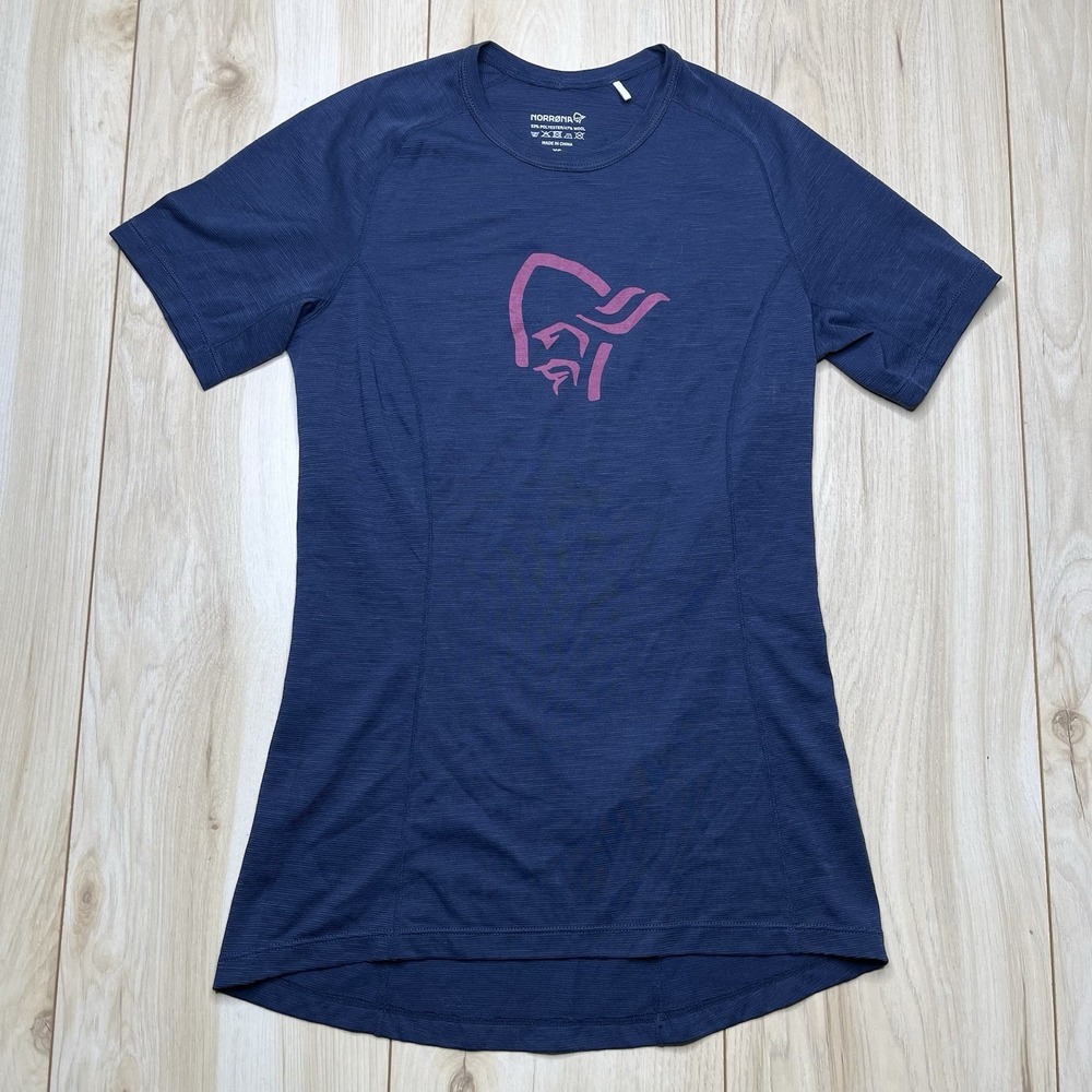 NORRONA Fjora Wool T-Shirt - Womens Size XS Indigo Night Blue Lightweight